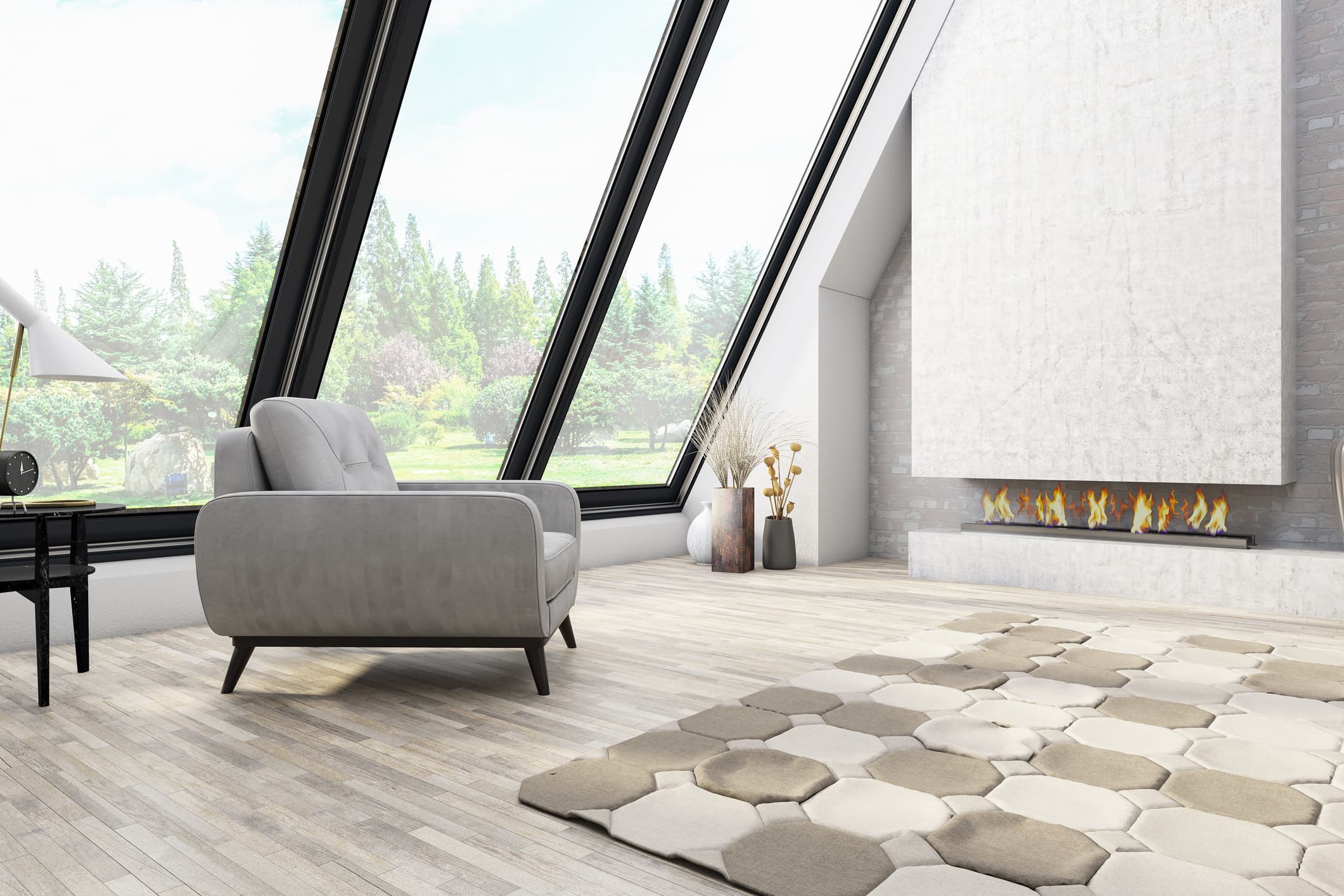 Modern living room with perfect natural light and window film